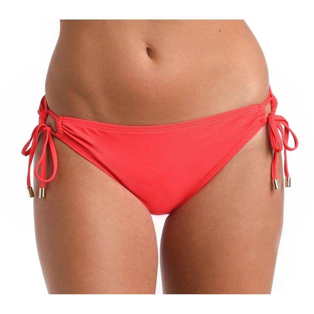 La Blanca Island Goddess Side Tie Hipster Bottom In Cherry Red Sz 12 New